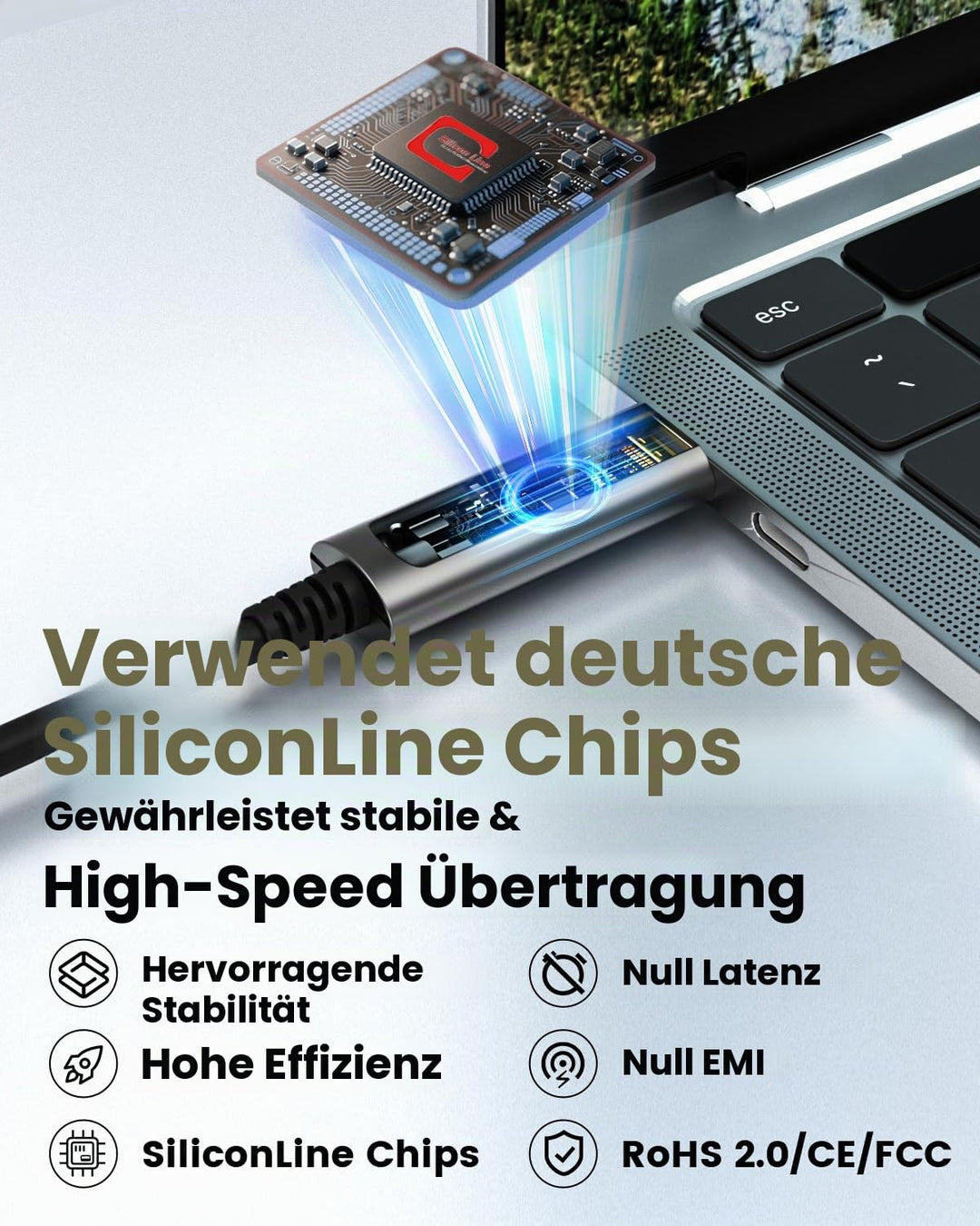 Glasfaser USB A auf USB C Kabel 10M, 10Gbps USB 3.1 High-Speed Datenübertragung Aktives Optisches US