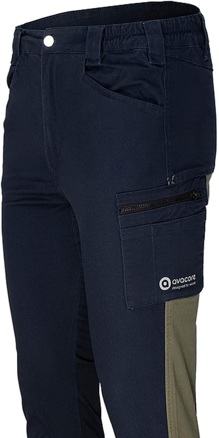 TUBBOS Slim Stretch Arbeitshose Slim Fit-Schnitt Reflektierende Paspeln und Logos 97% Baumwolle 3% E