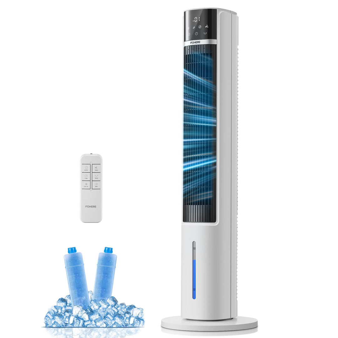 FOHERE Leiser Turmventilator, 91CM Oszillierender Stand Ventilatoren mit Kühlung Fernbedienung, 12-S