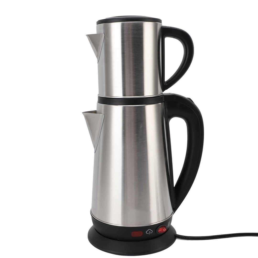 KIMISS Elektrischer Türkischer Wasserkocher -Set - 1L &amp; 2L Edelstahl Doppelkessel Teekanne mit Infus