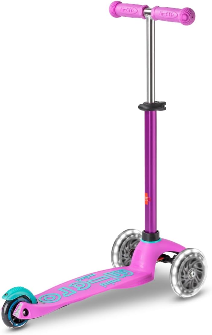 Micro Scooters | Mini Micro Deluxe LED Children's Scooter | Handlebar Adjustable | Light Up Wheels |