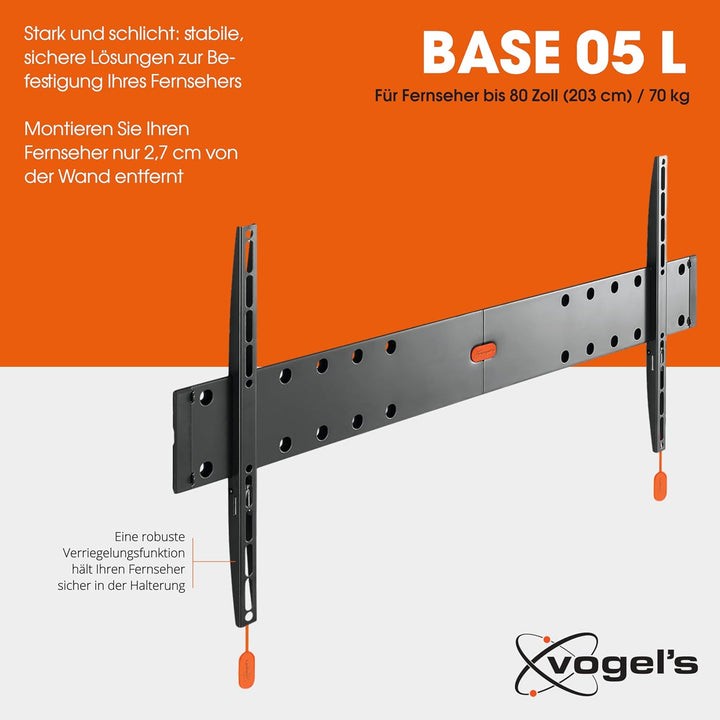 Vogel's BASE 05L flache TV Wandhalterung für 40-80 Zoll (102-203 cm) Fernseher, Flach, Max. 70 kg, H