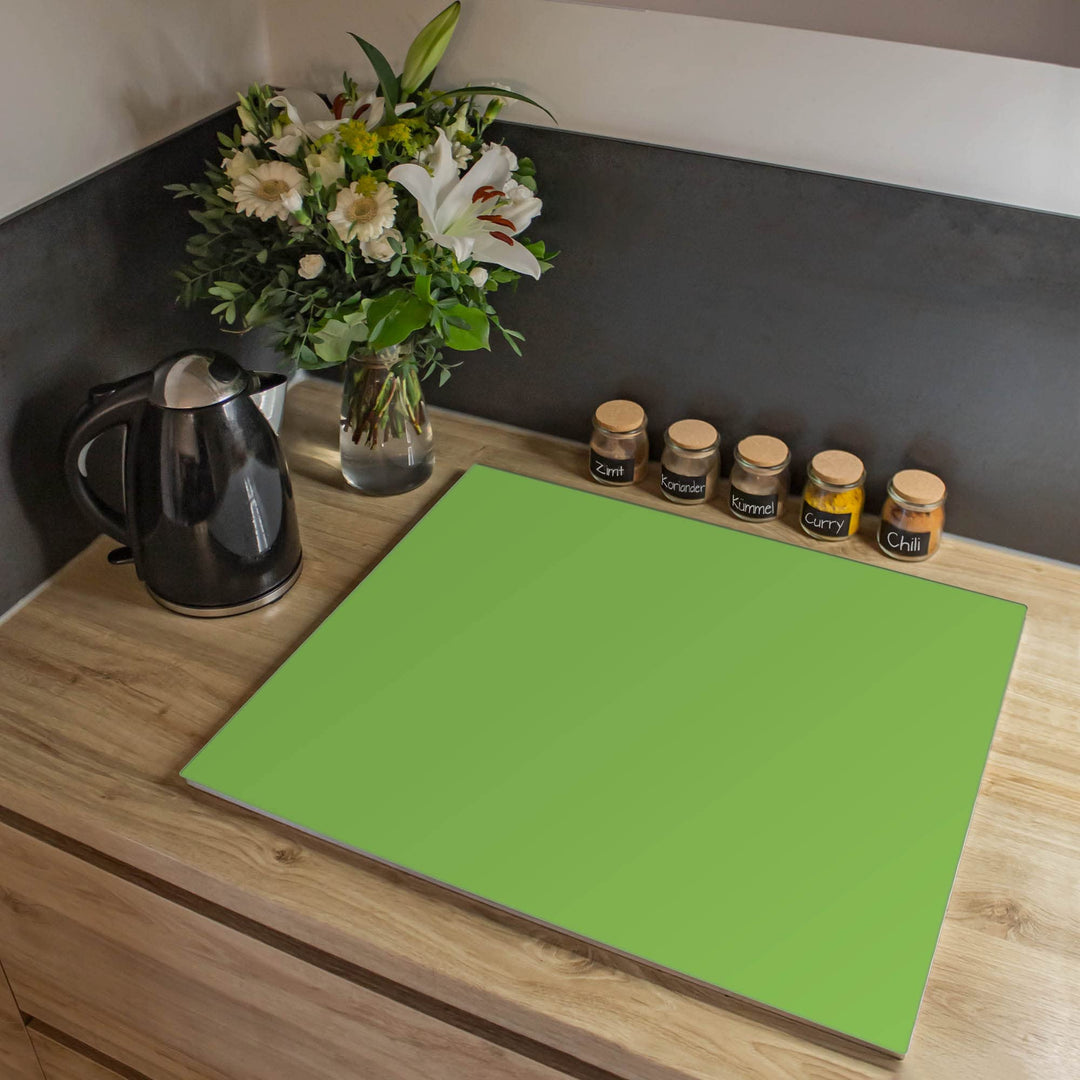 banjado® Herdabdeckplatte Glas 1-teilig 60x52 cm/Schneidebrett Herdabdeckung mit Motiv Limettengrün/