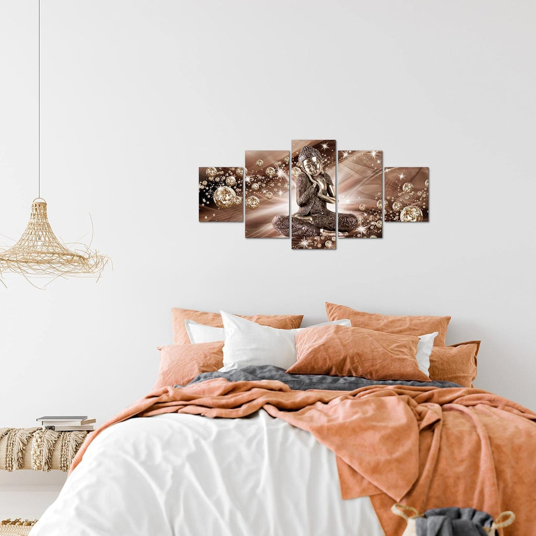 Runa Art Wandbilder Buddha Feng Shui 5 Teilig Bild auf Vlies Leinwand Deko Wohnzimmer Schlafzimmer D