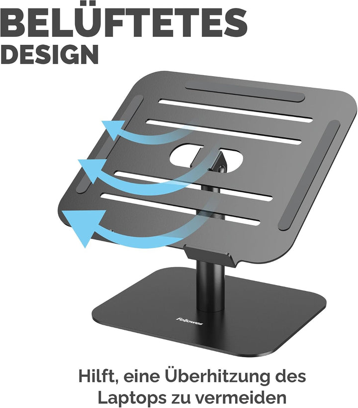 Fellowes Alumia™ Laptopständer – Schwarz – Ergonomisch, höhen- &amp; neigungsverstellbar – Aus recycelte
