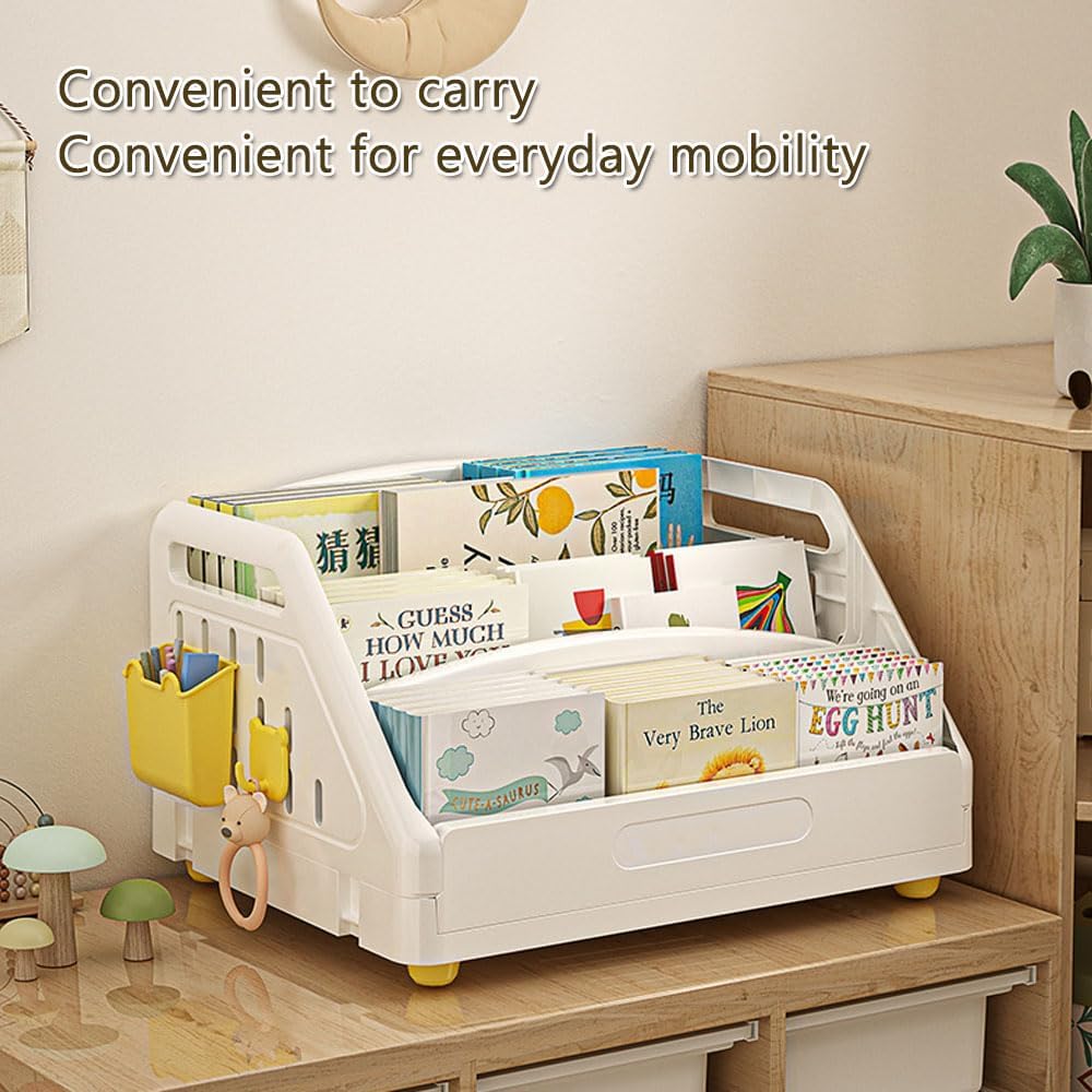 NUODWELL Kinderregal, Kinderregal mit 3 Ebenen, Montessori-Regal, Organizer für Bücher und Spielzeug