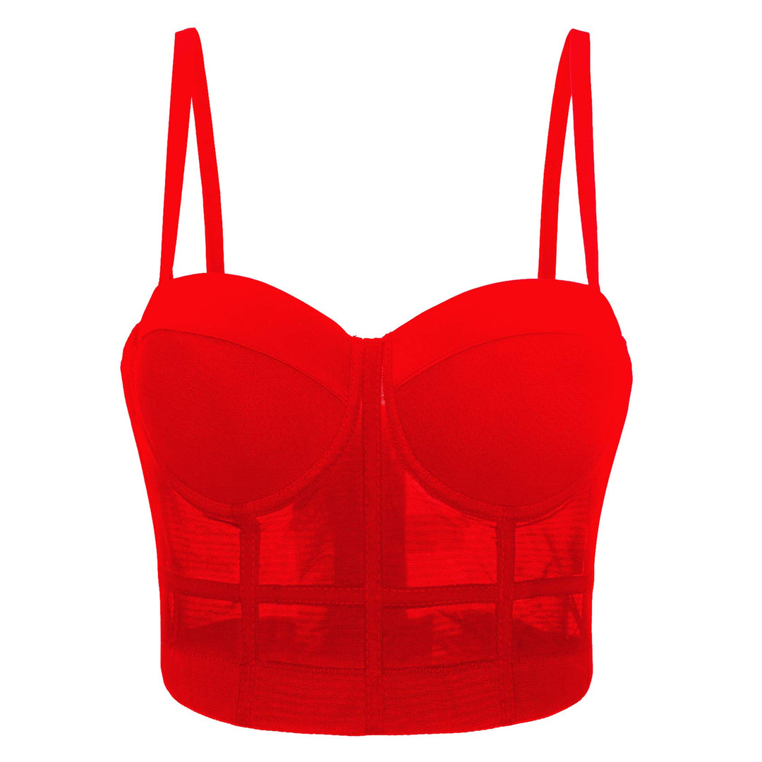 Damen Korsett Bustier BH Dessous Tank Top Trägertop Crop Top Corsage Schlanke Weste, Rot S