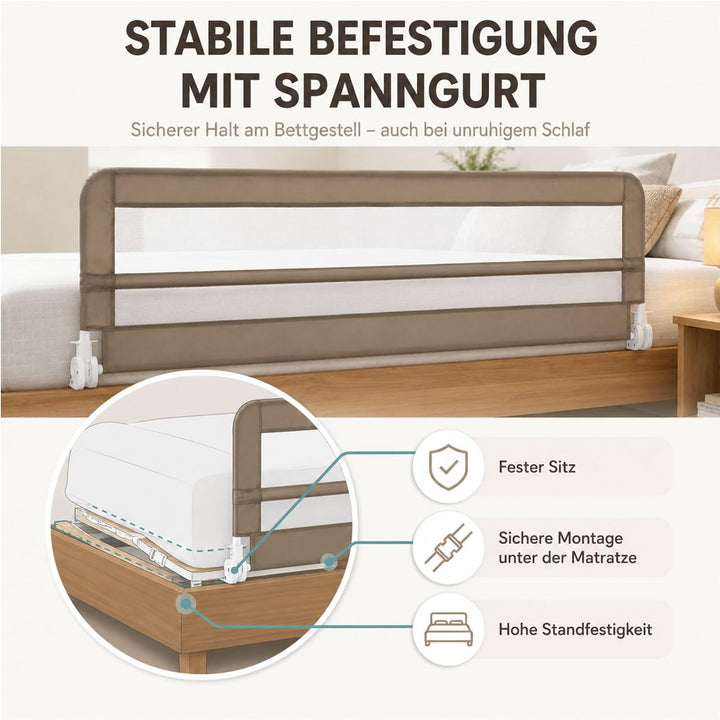 Fillikid Bettgitter Lina XL 180 x 50 cm Exklusiv | Rausfallschutz Bettschutzgitter für Kinderbett &amp;