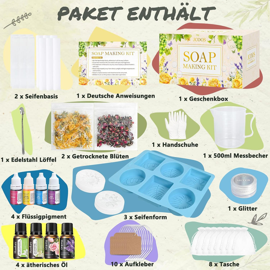 Vezerd Seife Selber Machen, Kreative Bastelset Erwachsene DIY Set | Seifenherstellung mit Seifenform