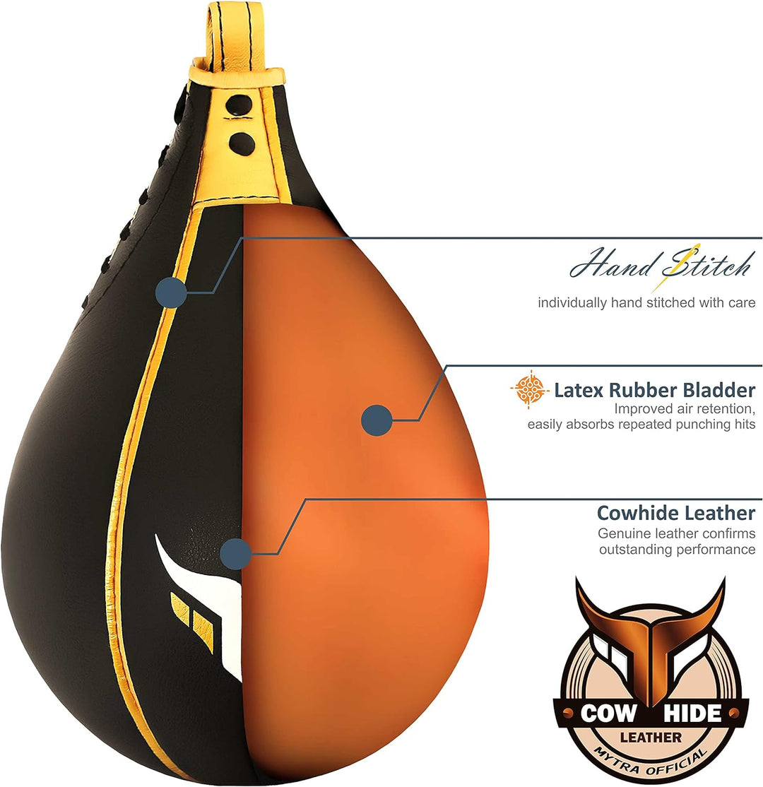 Mytra Fusion Speed Ball Boxsack aus Leder, MMA Muay Thai, Stanzen, Boxball und Boxsack für Kunst Sch