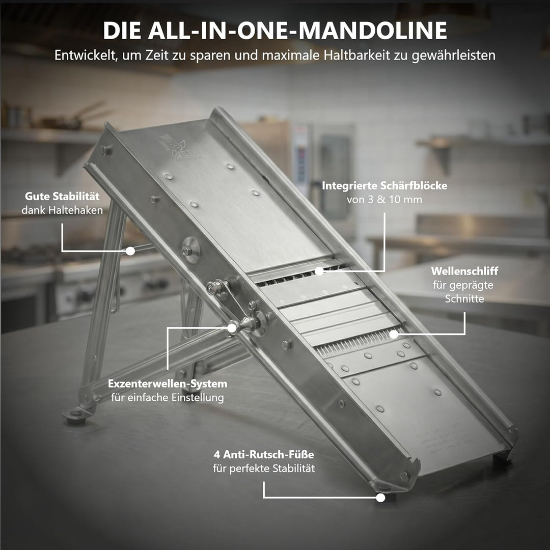 Louis Tellier - Mandoline mit Schlitten - Edelstahl - Professionelle Qualität - Kamm 3/10mm - 25 x 1