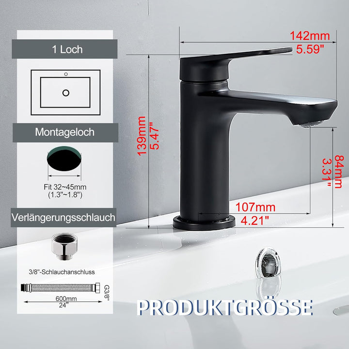 BELZ Wasserhahn Bad, Waschbecken Armaturen, Armatur Badezimmer, Mischbatterie Waschbecken, Wasserspa