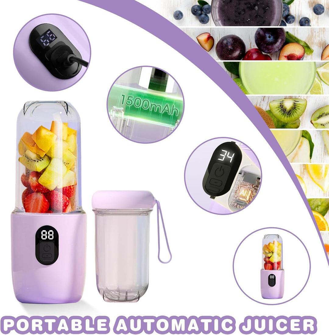 500ml Tragbarer Mixer: Smoothie Maker to Go, Smoothie Mixer mit Digitalanzeige, Portable Blender mit