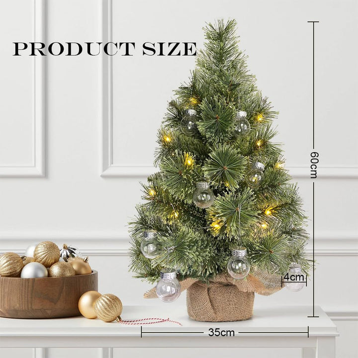 Mini Künstlicher Weihnachtsbaum Mit Beleuchtung 60cm, Weihnachtsdeko Tisch Büro, Tisch Weihnachtsbau
