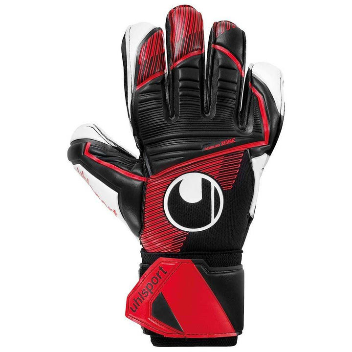 uhlsport Unisex Jugend Powerline Supersoft Fussball Torwarthandschuhe 7 schwarz/rot/weiss, 7 schwarz