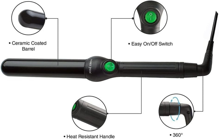 Jose Eber Clipless-Curling Iron, Schwarz, 32 mm