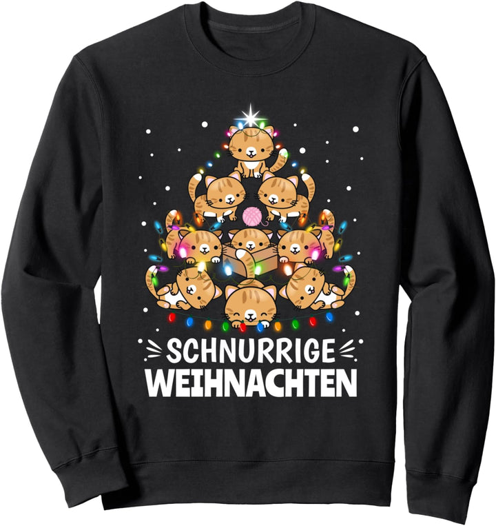 Weihnachtsoutfit Damen Mädchen Weihnachten Katze Katzen Sweatshirt
