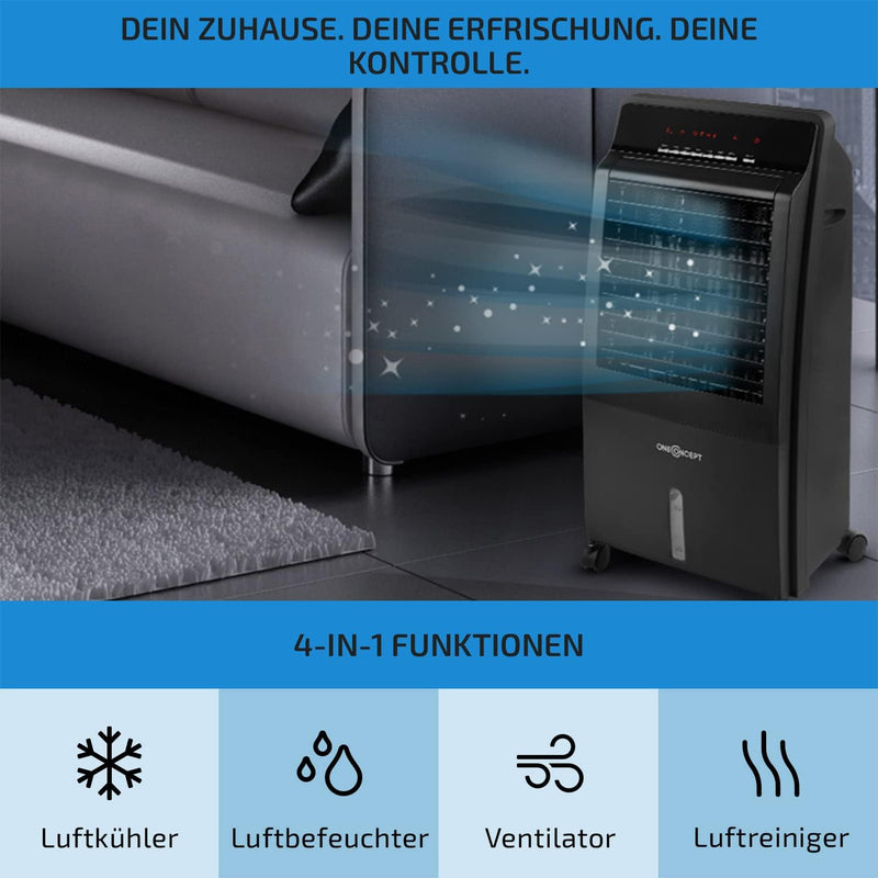 oneConcept CTR-1 - 4-in-1 Luftkühler, Ventilator, Luftbefeuchter, Luftreiniger, Ionisator, Wassertan