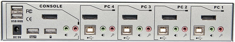 LINDY 39305 4 Port DisplayPort 1.2, USB 2.0 & Audio KVM Switch Pro