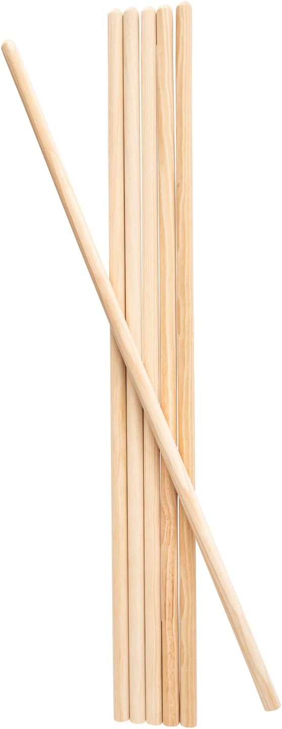 Mendi 6 Holzstäbe Natural 120 cm ⌀ 28 mm, Natur