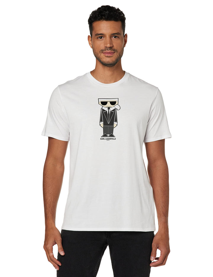 KARL LAGERFELD Herren T-Shirt, Kocktail Karl, Short Sleeve Crew Neck Men’s Shirt T-Shirt S Weiss/Opu