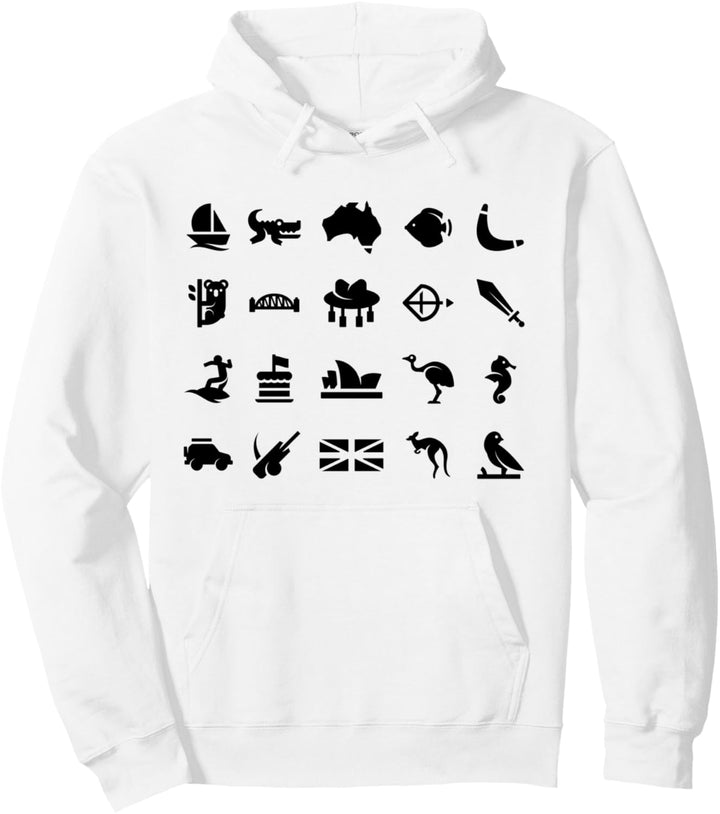 Australien Land Sehenswürdigkeiten Icons Städte Reise Pullover Hoodie