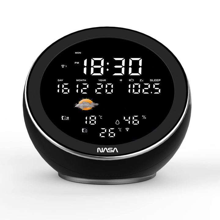 NASA - Wetterstation und Bluetooth-Lautsprecher WSP1500 Schwarz - 2 Aussensensoren - Lieferung mit N