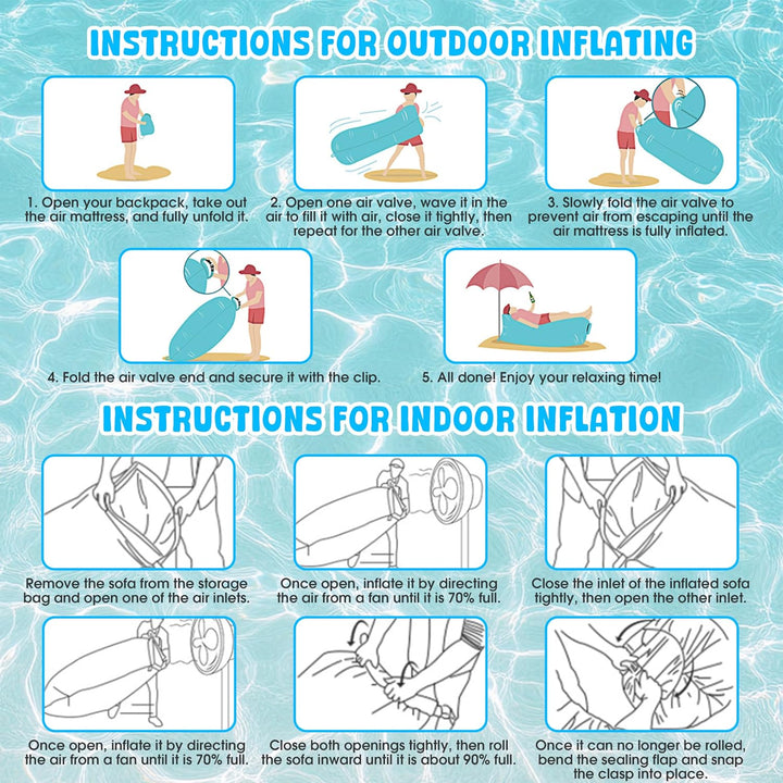 Aufblasbares Sofa, Tragbares Aufblasbarer wasserdichtes Lounger Schlafsack integriertem Seitentasche