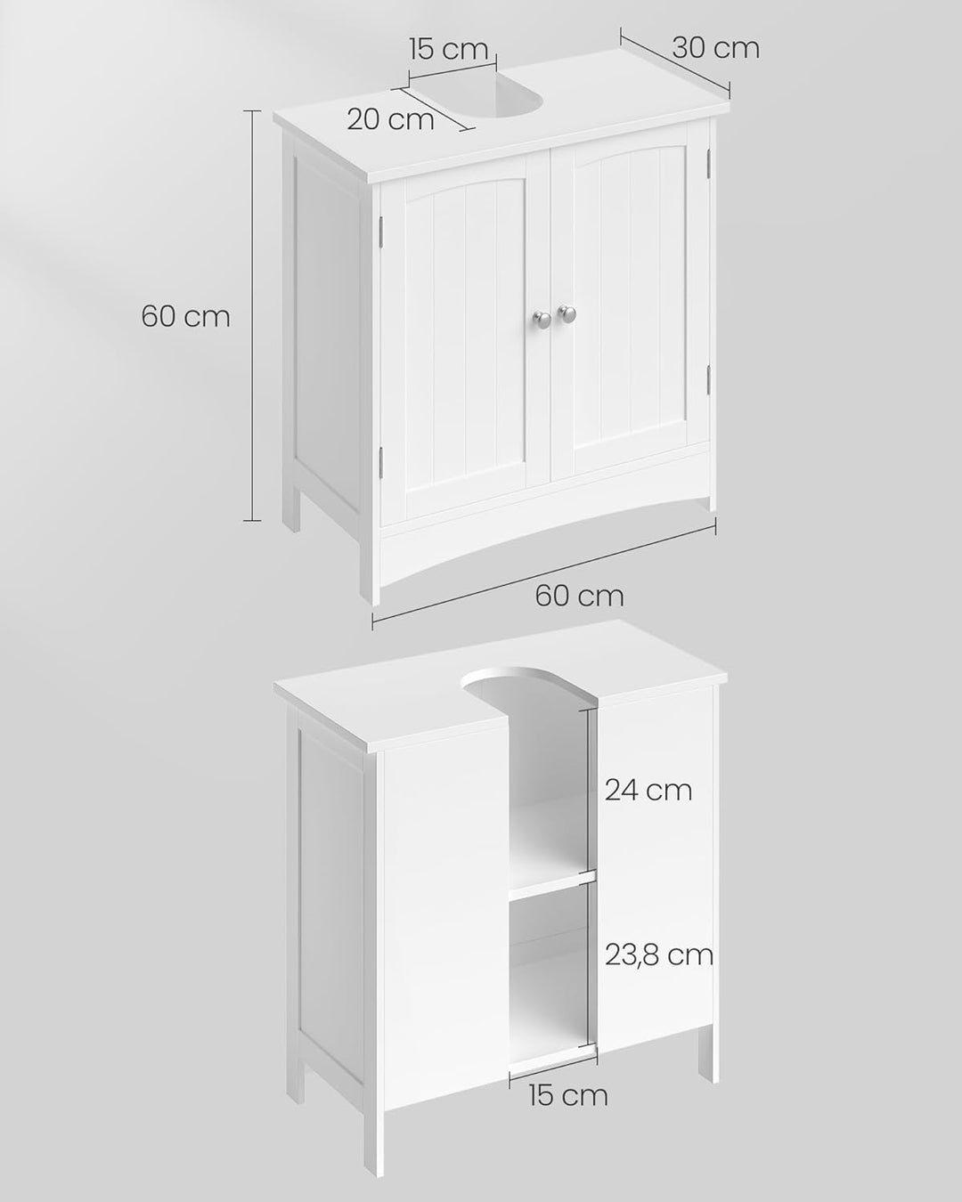 VASAGLE Waschbeckenunterschrank, Unterschrank, Waschtischunterschrank, Badezimmerschrank mit 2 Türen