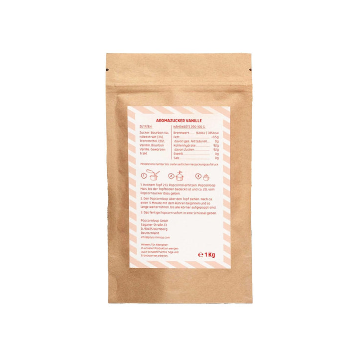 Popcornzucker Vanille 1000 g mit Bourbon-Vanille Zucker Vanillin Popcorn Mais Gewürz zum Verfeinern