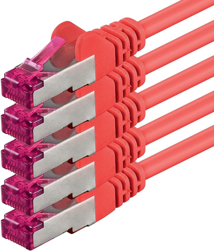 1aTTack.de 5m - rot - 5 Stück - Netzwerkkabel CAT6a (10Gb/s) S-FTP CAT 6a Lankabel - GHMT zertifizie