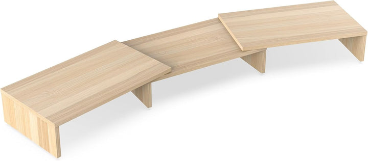 FITUEYES Dual Monitorständer aus Holz, Verstellbare Länge und Schwenkwinkel Bildschirmständer, Monit