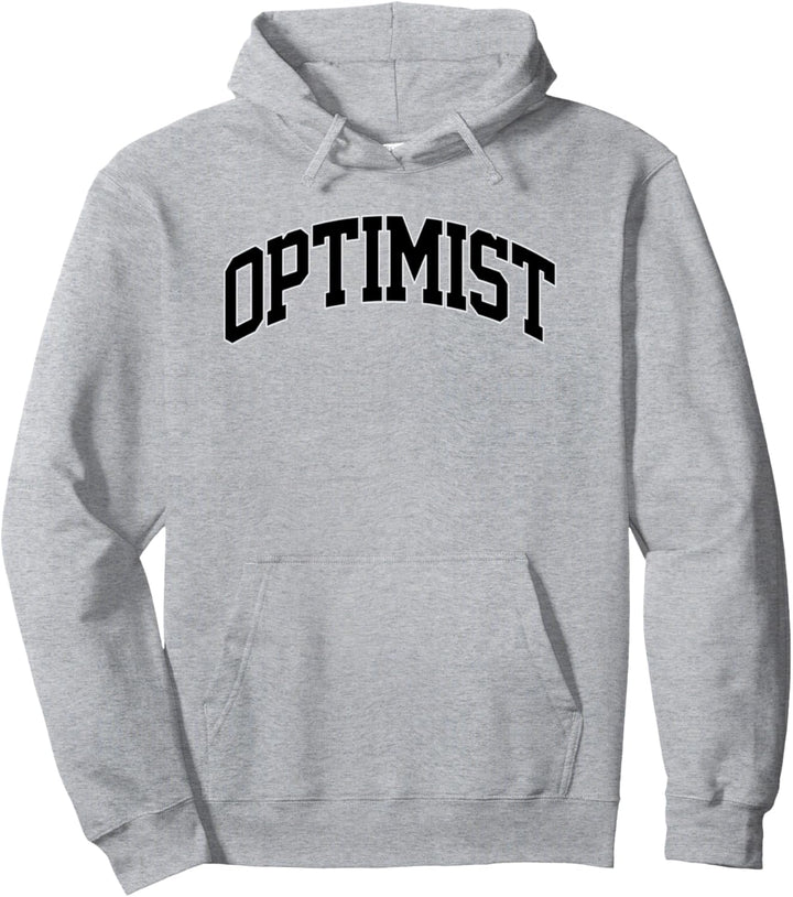 Optimist, Bold Black Collegiate Text Pullover Hoodie