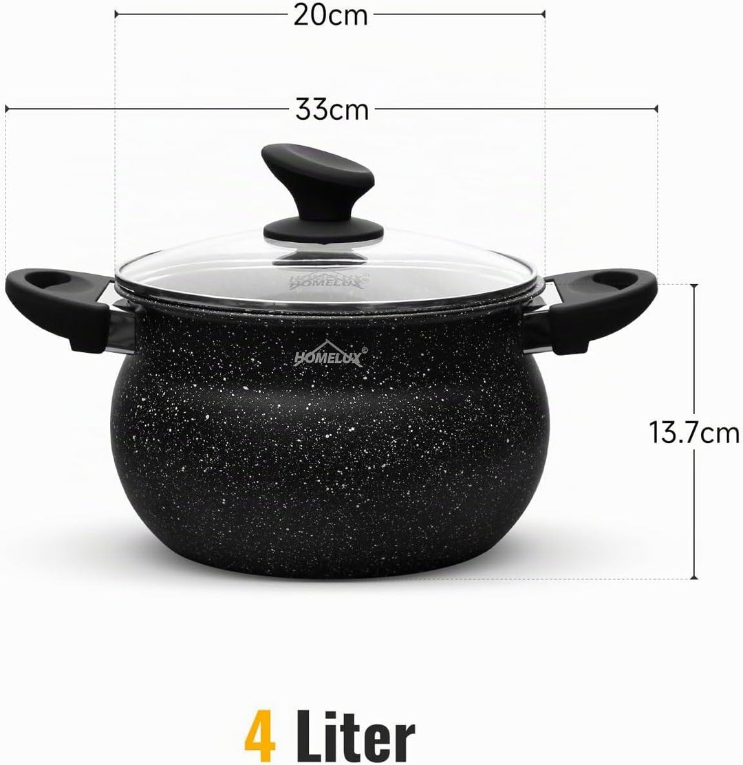 22cm Kochtopf Homelux Topf Induktions Kochtopf mit Glasdeckel,Antihaftbeschichtung,6L Suppentöpfe au