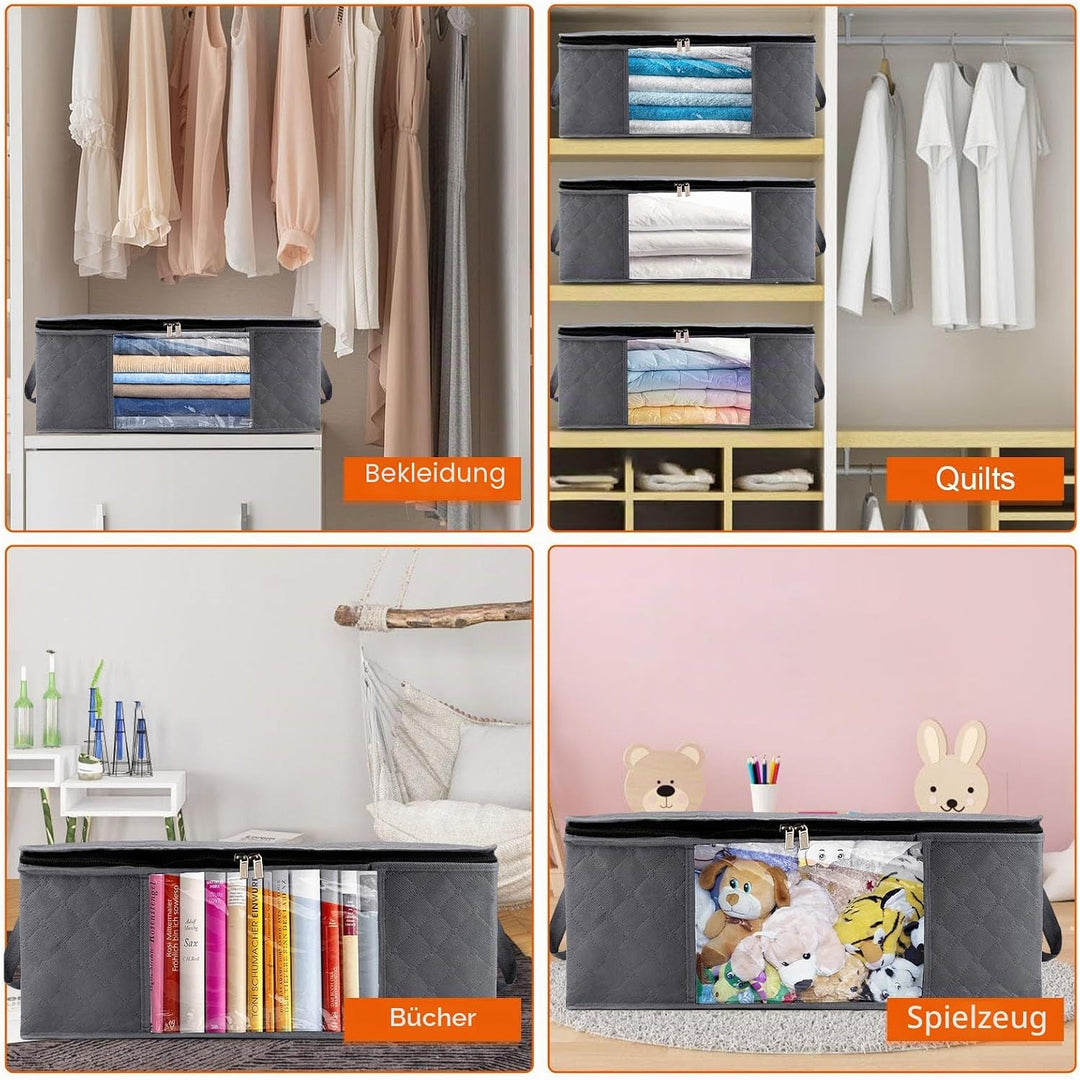 Withosent 6 Stück 35L Aufbewahrungstasche Schrank Organizer Set, Faltbare Kleideraufbewahrung mit Ve