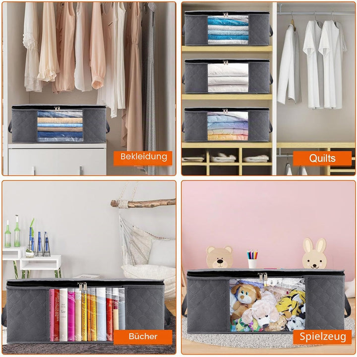 Withosent 6 Stück 35L Aufbewahrungstasche Schrank Organizer Set, Faltbare Kleideraufbewahrung mit Ve