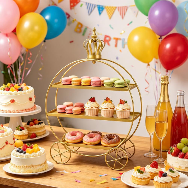 Cupcake-Ständer mit 3 Etagen, Eiserne Tabletts für Cupcakes, Donuts, Früchte, Gebäck, Dessert-Tisch-