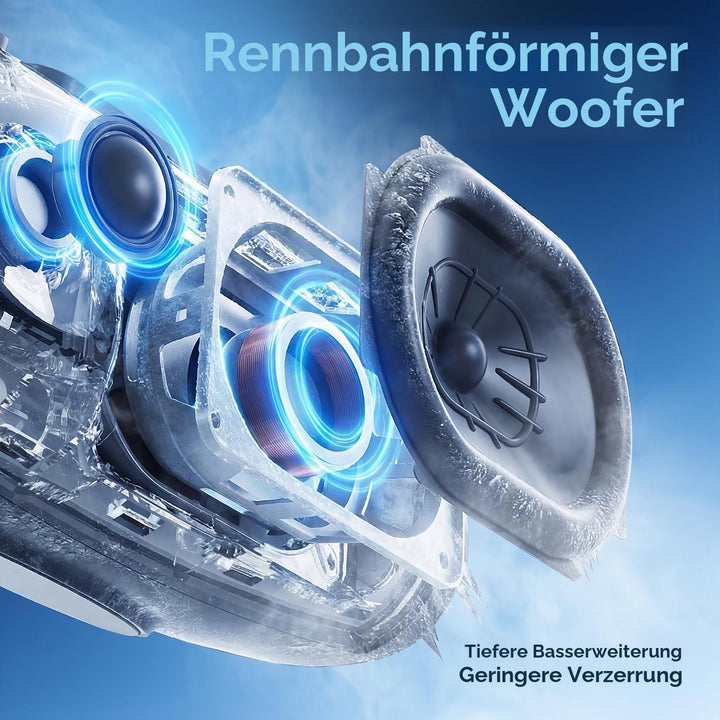 YEAHBOX Sonic Boom POP Bluetooth-Lautsprecher, 50W 1.1-Kanal-Basssystem, Racetrack-Woofers + 31mm Si