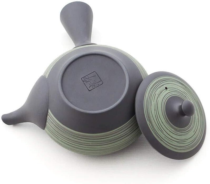 Original japanische Teekanne, Kyusu, mit 5 Becher: Nichiyobi. Integriertes Tee-Sieb aus Edelstahl. E