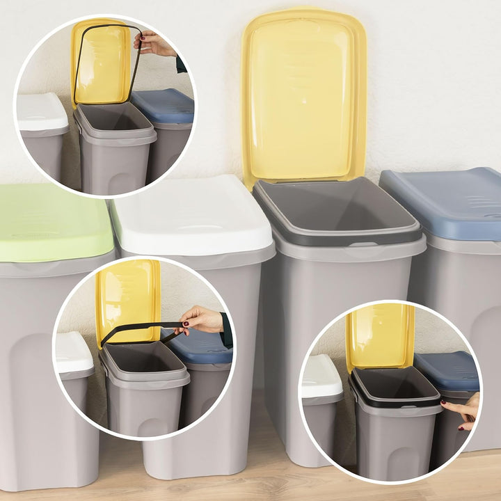 15L Mülleimer gelb Deckel Recycling Mülltrennung Müll 15L Kunststoff Schmal Gelb 15 Liter, Gelb 15 L