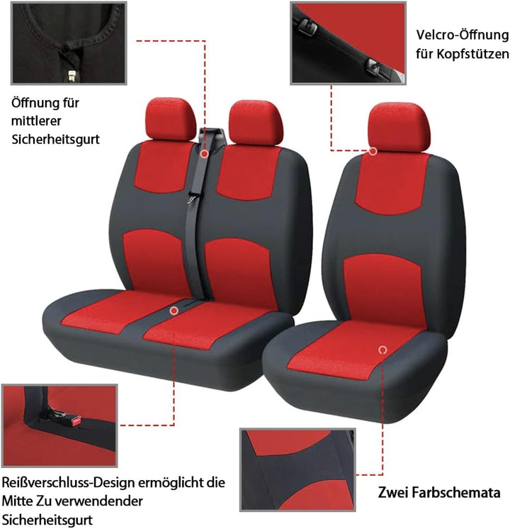 TOYOUN Van-Sitzbezüge, zweifarbig, universell, passend für die meisten Lieferwagen, LKWs, Vordersitz