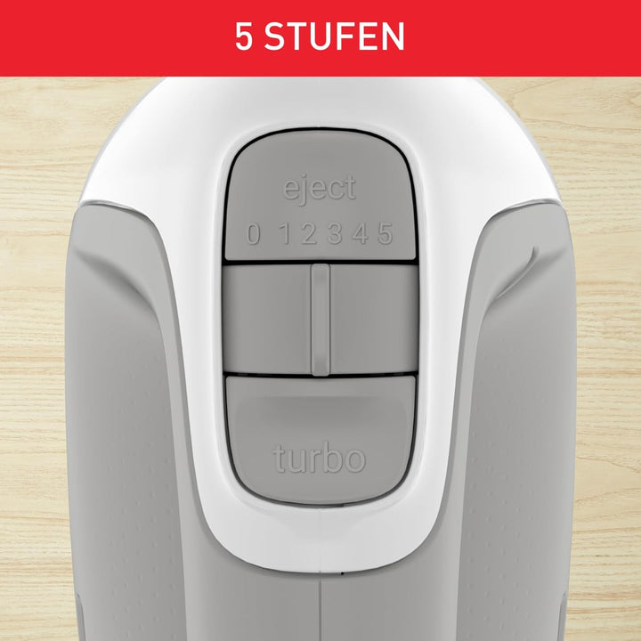 Tefal Handmixer Prep'Mix HT450B | 450 W | 5 Geschwindigkeiten | 2 Schneebesen und 2 Knethaken aus Ed