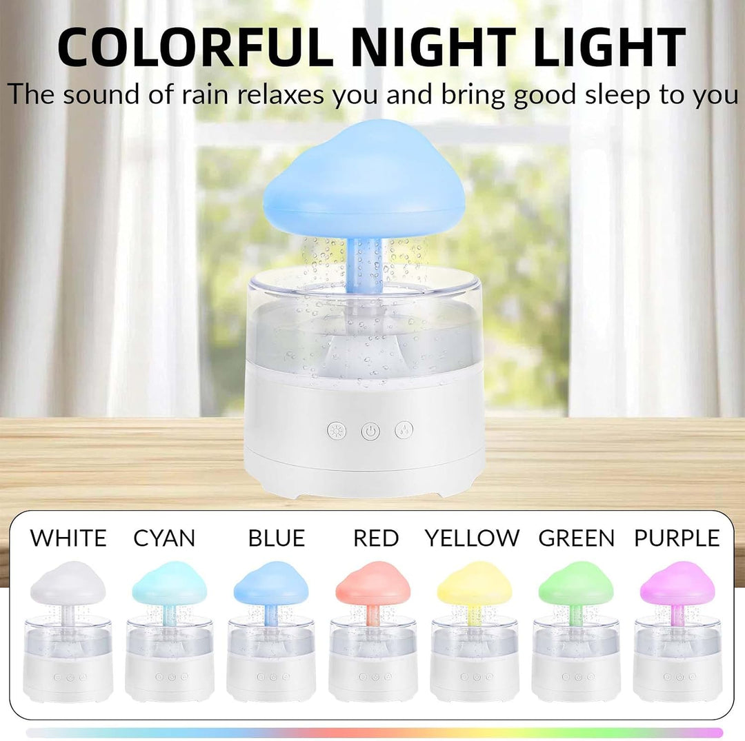 Regen Wolken Luftbefeuchter 400ML Wasser-Tropfpilz-Luftbefeuchter Mit 3 Modi Und 7 Farben, LED-Licht