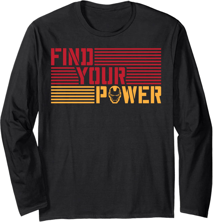 Marvel Iron Man Find Your Power Striped Text Langarmshirt