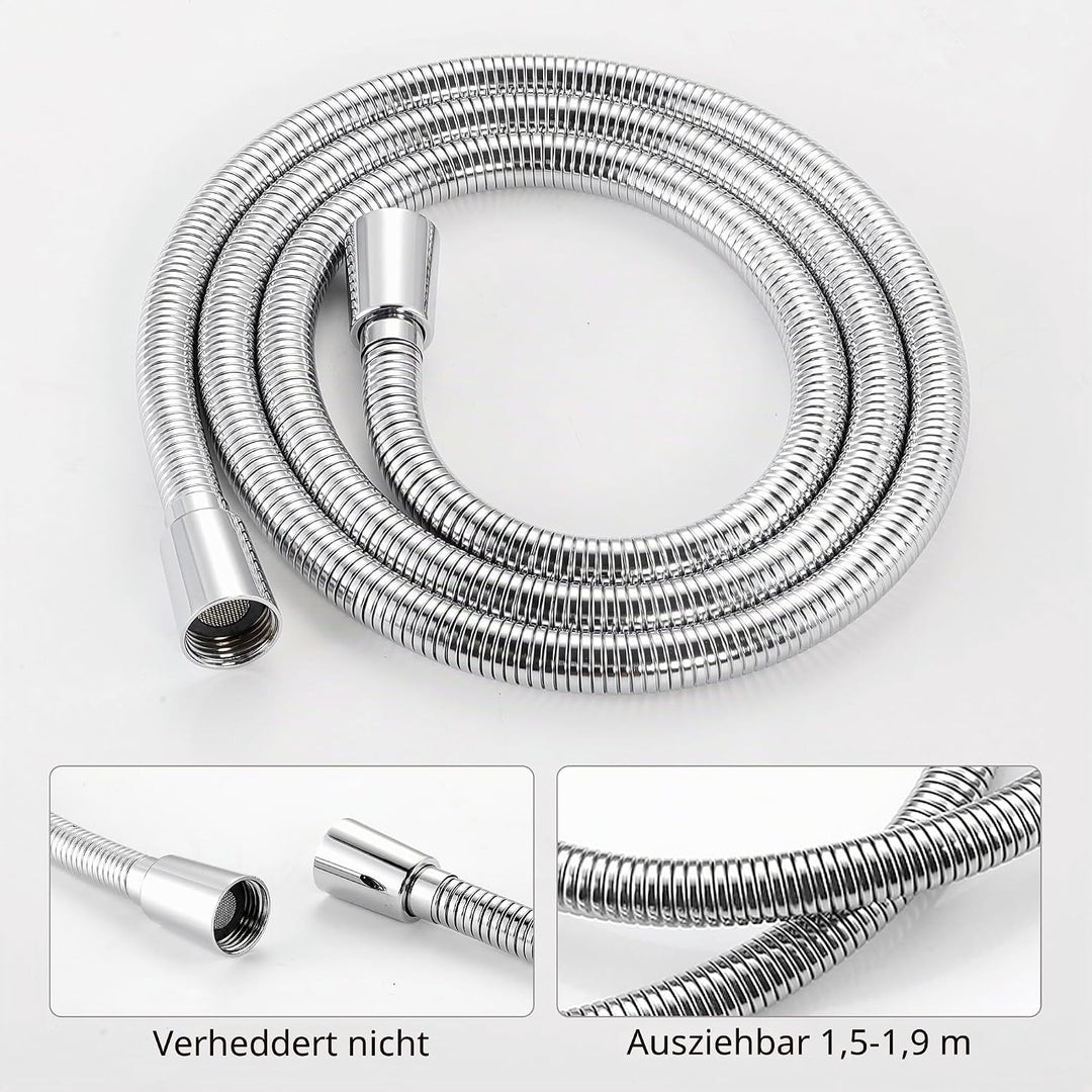 KES Handbrause Duschkopf mit Schlauch und Duschkopfhalterung Duschbrause Brausekopf Dusche Duschsyst