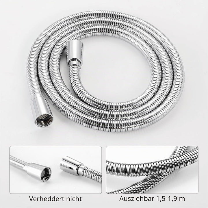 KES Handbrause Duschkopf mit Schlauch und Duschkopfhalterung Duschbrause Brausekopf Dusche Duschsyst