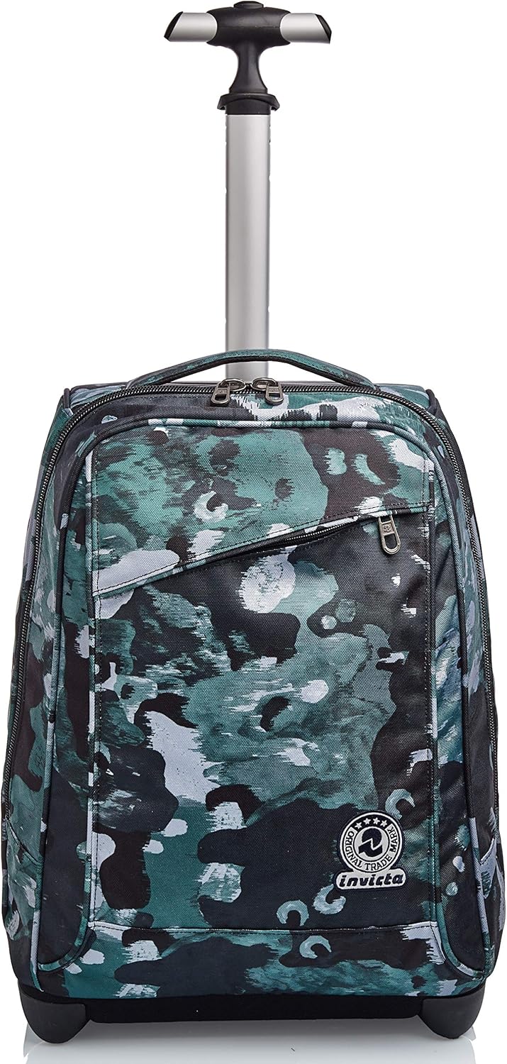 Invicta Trolley, 2 in 1, Schulranzen mit Rollen, Rucksack mit Trolleyfunktion für Schule, Reisen, Mä