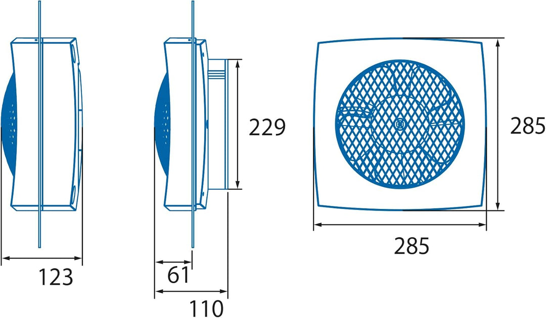 Cata LHV 225 - Abluftventilator für das Bad - Spiralförmig für Wand und Glas - Vollständig Regulierb