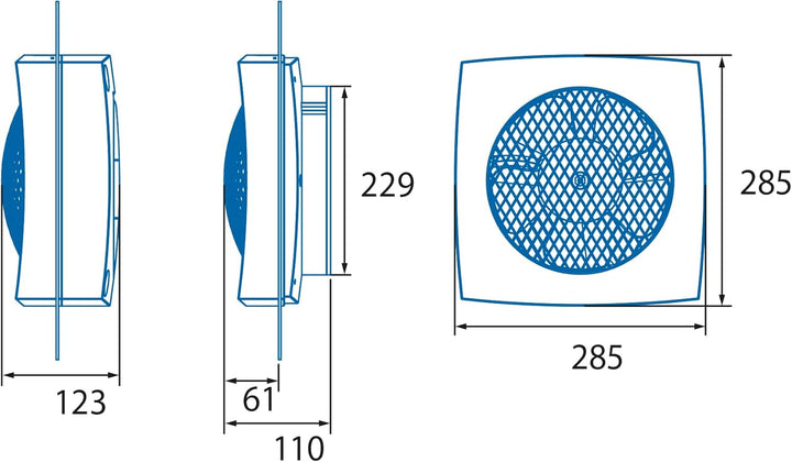 Cata LHV 225 - Abluftventilator für das Bad - Spiralförmig für Wand und Glas - Vollständig Regulierb