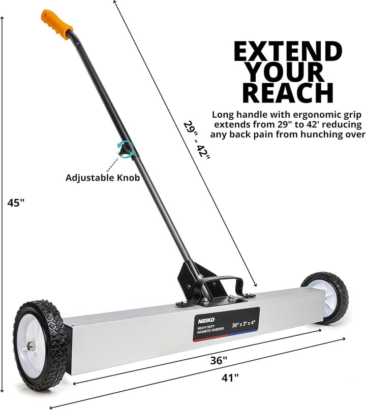 Neiko® Heavy Duty 61 cm Magnet Sweeper Metall Tonabnehmer Werkzeug mit Schnellspanner höhenverstellb